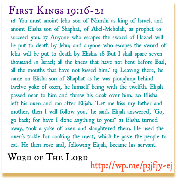 first kings chap 19 verse 16 to 21