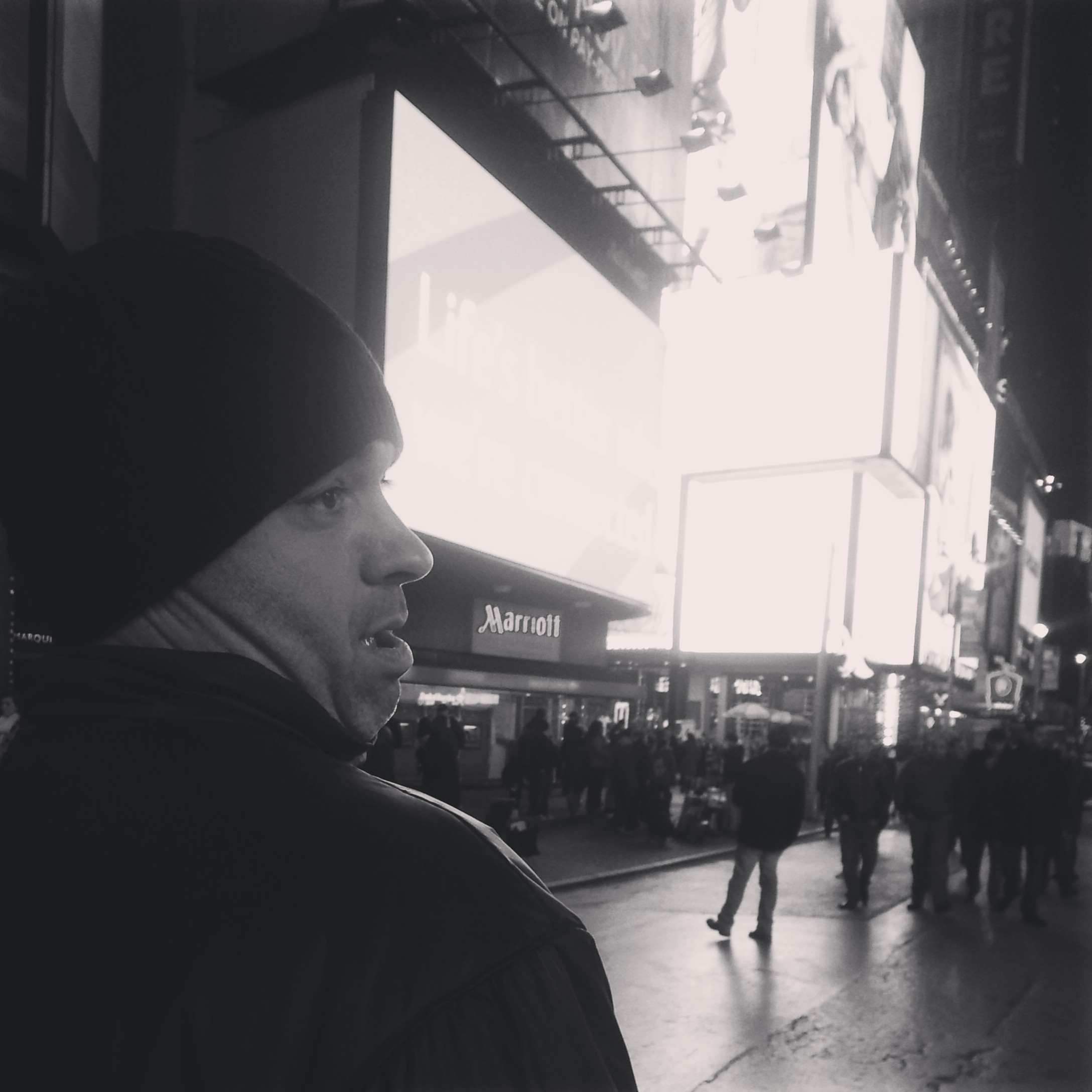 Daniel being silly in Times Square